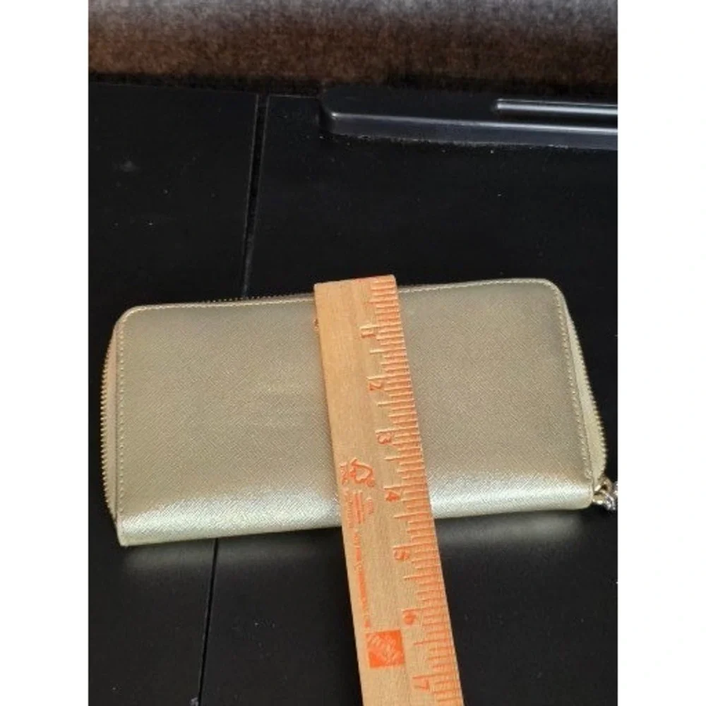 Kate Spade New York Gold Metallic Saffiano Leather Zip Around Continental Wallet